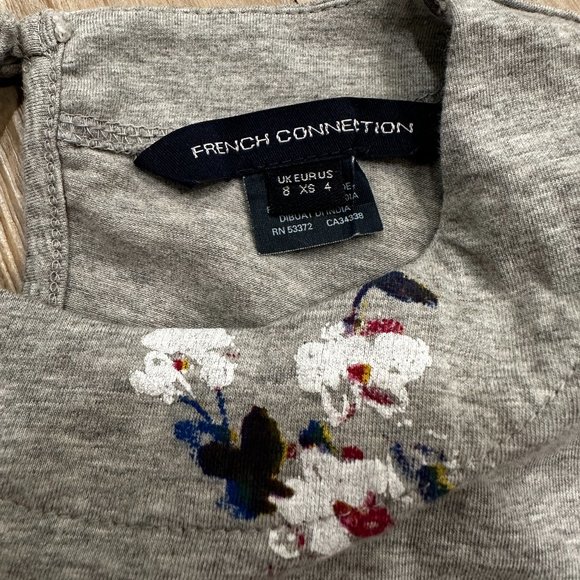 Like New French Connection Heather Gray Floral T-Shirt Dress - Picture 6 of 10